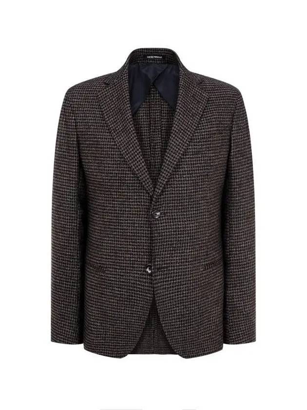 Men s Check Pattern Wool Blend Jacket Dark Brown - EMPORIO ARMANI - BALAAN 1