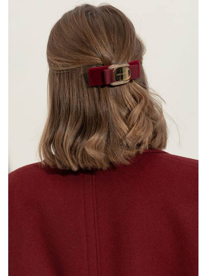 FERRAGAMO Velvet Hair Clip, Women's, Burgundy - SALVATORE FERRAGAMO - BALAAN 2