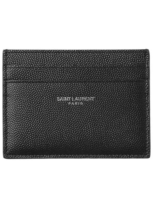 Embossed Leather Card Wallet Black - SAINT LAURENT - BALAAN 2