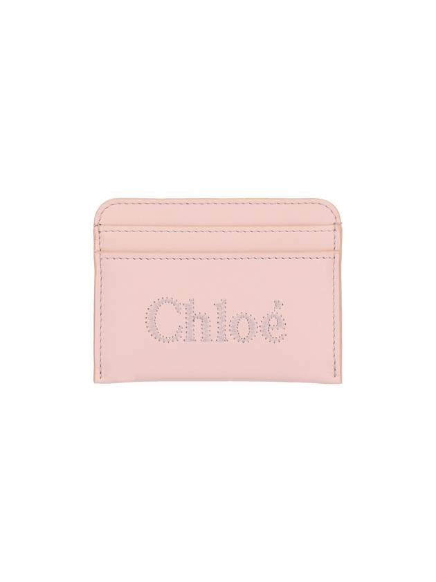 Sense Embroidered Logo Calfskin Card Wallet Light Grey - CHLOE - BALAAN 2