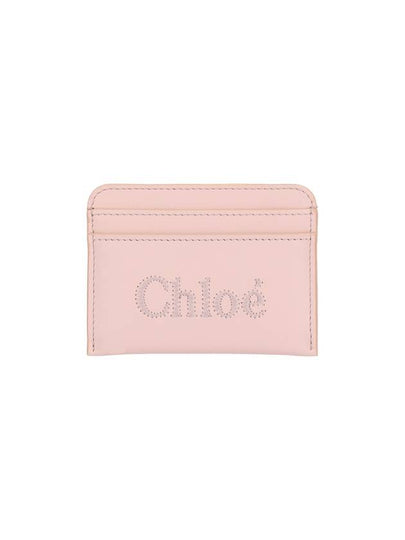 Sense Embroidered Logo Calfskin Card Wallet Light Grey - CHLOE - BALAAN 2