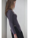 Caisienne color block V neck unbalanced knit dark gray - CAHIERS - BALAAN 2