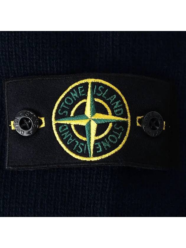 Wappen High Neck Button Up Wool Cardigan Navy - STONE ISLAND - BALAAN 5