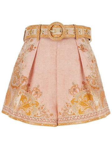 'Tuck' Multicolor Shorts With Pences And All-Over Floral Print In Linen Blend Woman - ZIMMERMANN - BALAAN 1