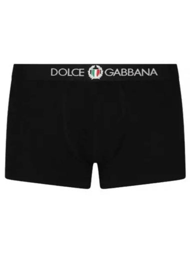 Emblem Decoration Two-Way Stretch Jersey Regular Fit Boxer Briefs Black - DOLCE&GABBANA - BALAAN 1