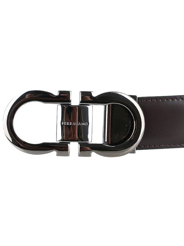 Gancini Reversible Leather Belt Black Dark Brown - SALVATORE FERRAGAMO - BALAAN 6