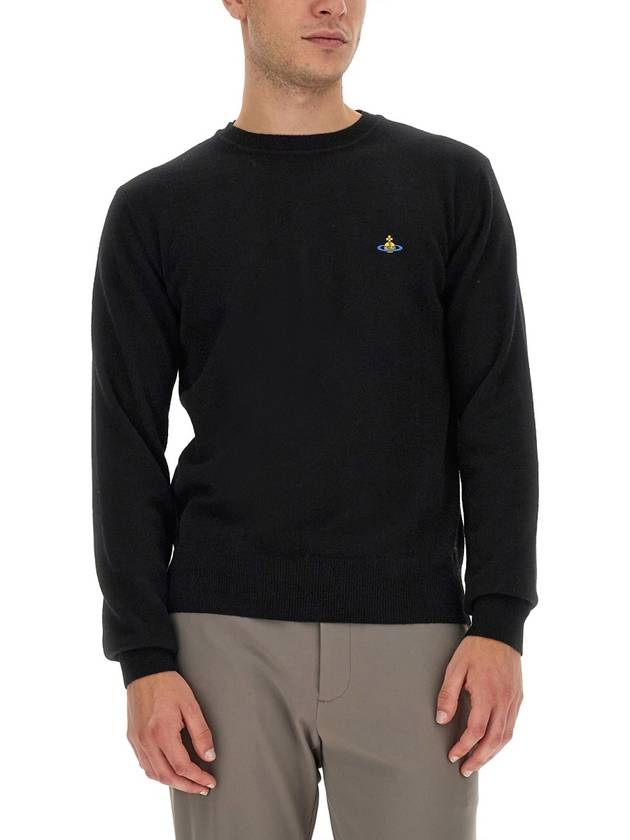 Logo Crew Neck Wool Knit Top Black - VIVIENNE WESTWOOD - BALAAN 5