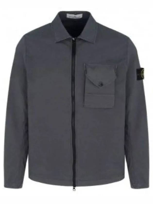 Stretch Cotton Gabardine Overshirt Jacket Dark Grey - STONE ISLAND - BALAAN 2