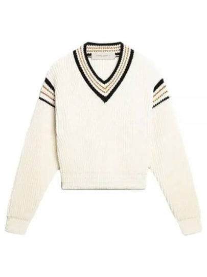 Cotton Basic V-Neck Knit Top White - GOLDEN GOOSE - BALAAN 2