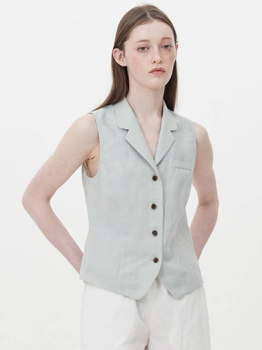 Notched Collar Vest Ash Mint - JUN BY JUN K - BALAAN 1