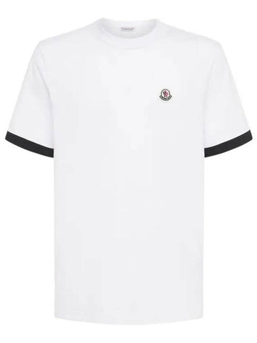 Louver Embossed Logo Cuff Sleeve Cotton T Shirt White 8C00026 8390T 001 - MONCLER - BALAAN 1