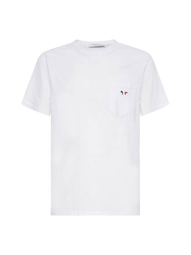 Tricolor Fox Patch Classic Pocket Short Sleeve T-Shirt White - MAISON KITSUNE - BALAAN 1