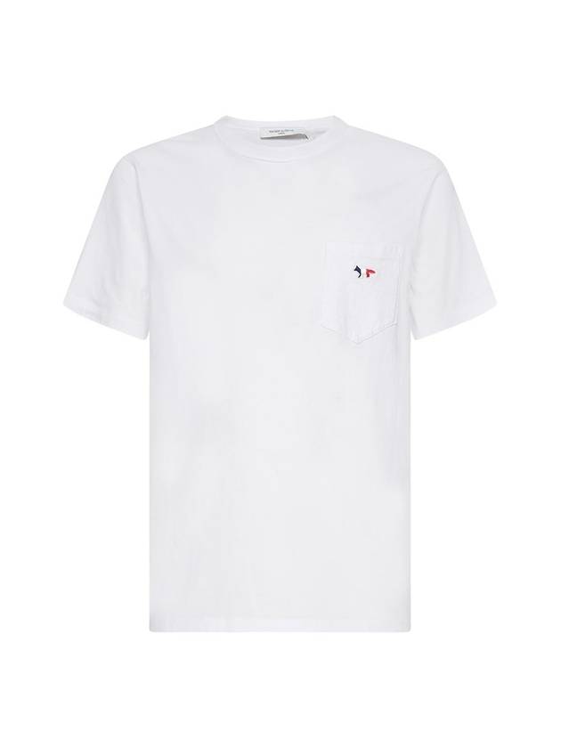 Tricolor Fox Patch Classic Pocket Short Sleeve T-Shirt White - MAISON KITSUNE - BALAAN 1