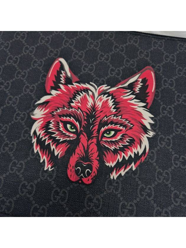 Wolf GG Supreme Clutch Bag Black 547084 - GUCCI - BALAAN 6