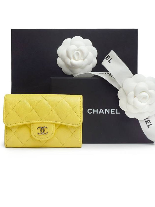 Classic Card Holder Grained Shiny Calfskin Gold Metal Yellow AP0214 B10583 NW779 - CHANEL - BALAAN 2