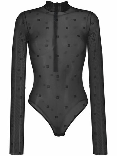 Women's Transparent Logo 4G Bodysuit Black - GIVENCHY - BALAAN 1