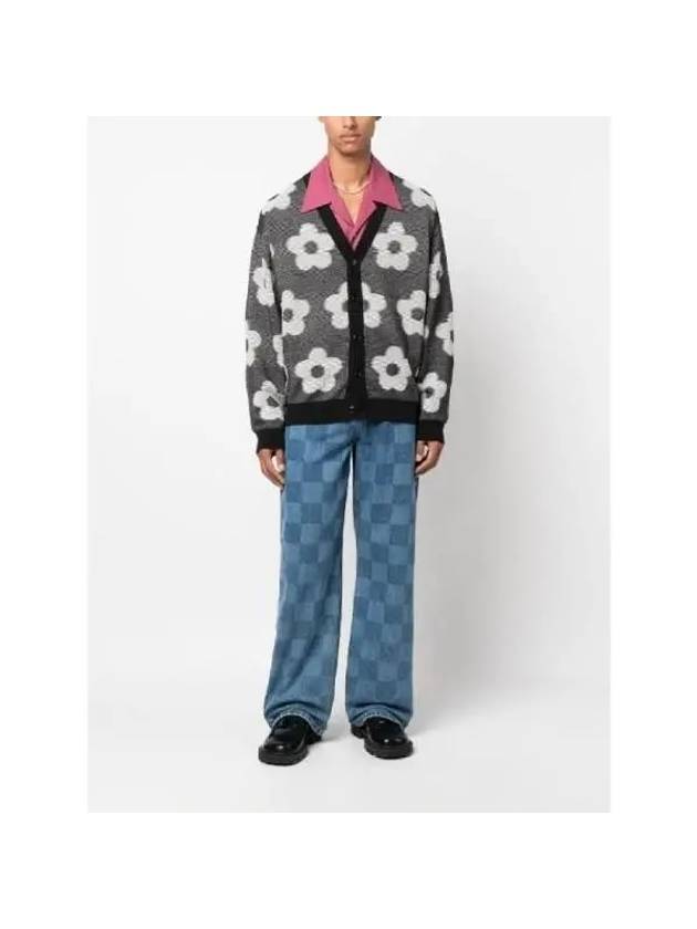 Flower Spot Cotton Cardigan Black - KENZO - BALAAN 3