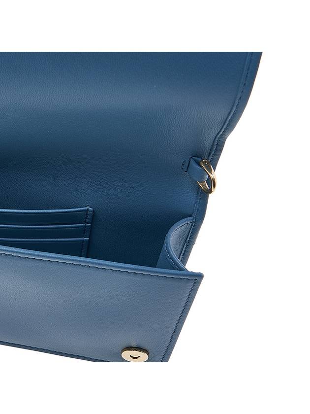 Women's Matelasse Logo Nappa Leather Shoulder Bag Blue - MIU MIU - BALAAN 9