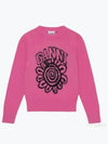 Pink Flower Graphic O-Neck Knit Top Pink - GANNI - BALAAN 2