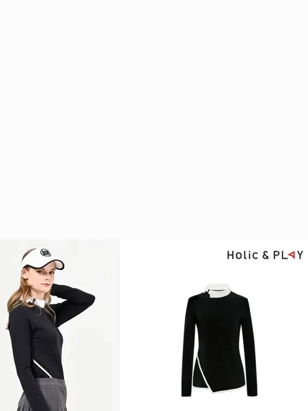 Zipper Collar Long Sleeve T-Shirt-HB3WTS002BK - HOLIC&PLAY - BALAAN 5