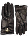 Leather gloves sheepskin black black ORB gold logo gloves 8202002BU L0023 N401 - VIVIENNE WESTWOOD - BALAAN 2