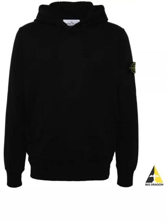 Cotton Fleece Garment Dyed Hoodie Black - STONE ISLAND - BALAAN 2