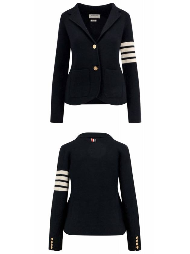 Women's Fine Merino Wool Link Jacket Navy - THOM BROWNE - BALAAN 5