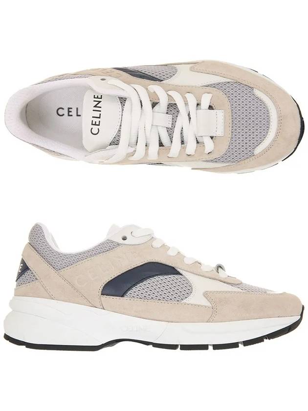 Runner CR 01 Lace Up Mesh Suede Low Top Sneakers Beige - CELINE - BALAAN 3