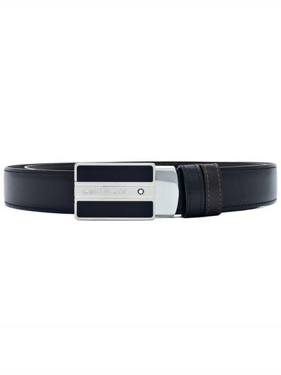 Classic Plate Buckle Reversible Leather Belt Black Brown - MONTBLANC - BALAAN 2