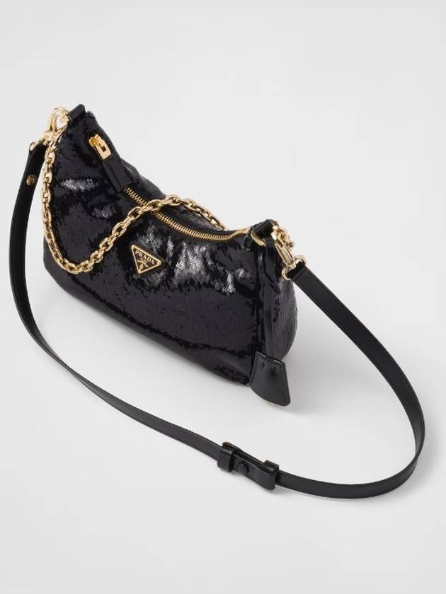 Re-Edition Re-Nylon and Sequin Mini Bag Black - PRADA - BALAAN 4