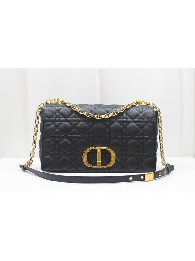 Cannage Caro Bag Large Gold Logo Shoulder Black M9243UWHC - DIOR - BALAAN 1