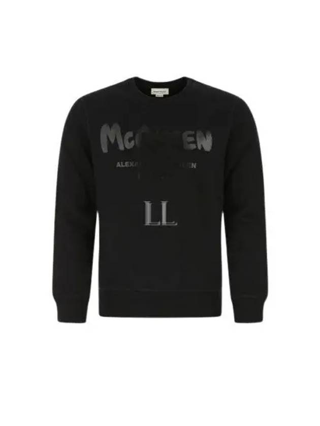 Men's Graffiti Logo Sweatshirt Black - ALEXANDER MCQUEEN - BALAAN 2