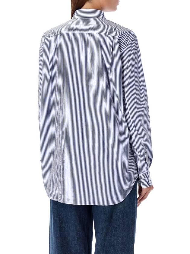 Black Heart Wappen Stripe Long Sleeve Shirt Blue - COMME DES GARCONS PLAY - BALAAN 3