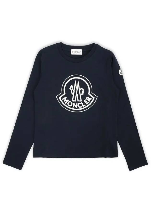 Kids Lettering Logo Long Sleeve T Shirt Navy 8D00003 83907 778 8 10A - MONCLER - BALAAN 1