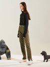 RYUL+WAI: slit straight color denim pants khaki brown - RYUL+WAI: - BALAAN 3