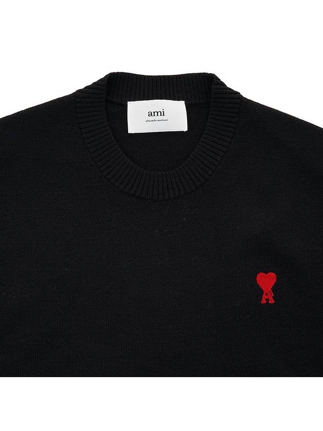 Heart Logo Wool Knit Top Black - AMI - BALAAN 4