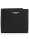 Smooth Leather Classic Logo Half Wallet Black - SAINT LAURENT - BALAAN 1