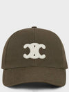 Triomphe Logo Cotton Ball Cap Kaki Militaire - CELINE - BALAAN 3