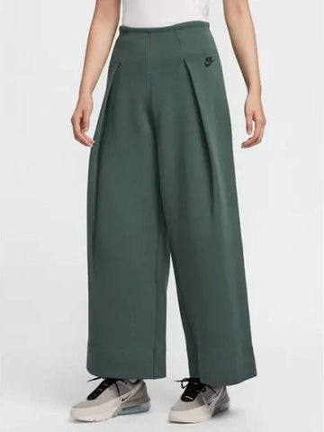 Pleated High Waist Pants Vintage Green - NIKE - BALAAN 1