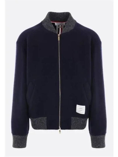 Fleece Stripe Wool Bomber Jacket Navy - THOM BROWNE - BALAAN 2