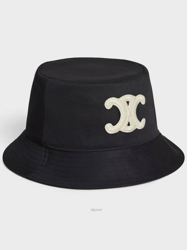 Triomphe Cotton Gabardine Bucket Hat Black - CELINE - BALAAN 3