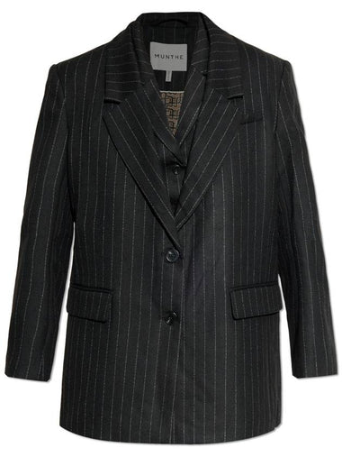 Munthe Blazer With Striped Pattern, Women's, Black - MUNTHE - BALAAN 1