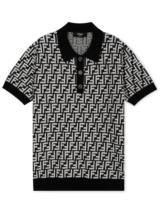 FF Motif Wool Polo Shirt Black - FENDI - BALAAN 4