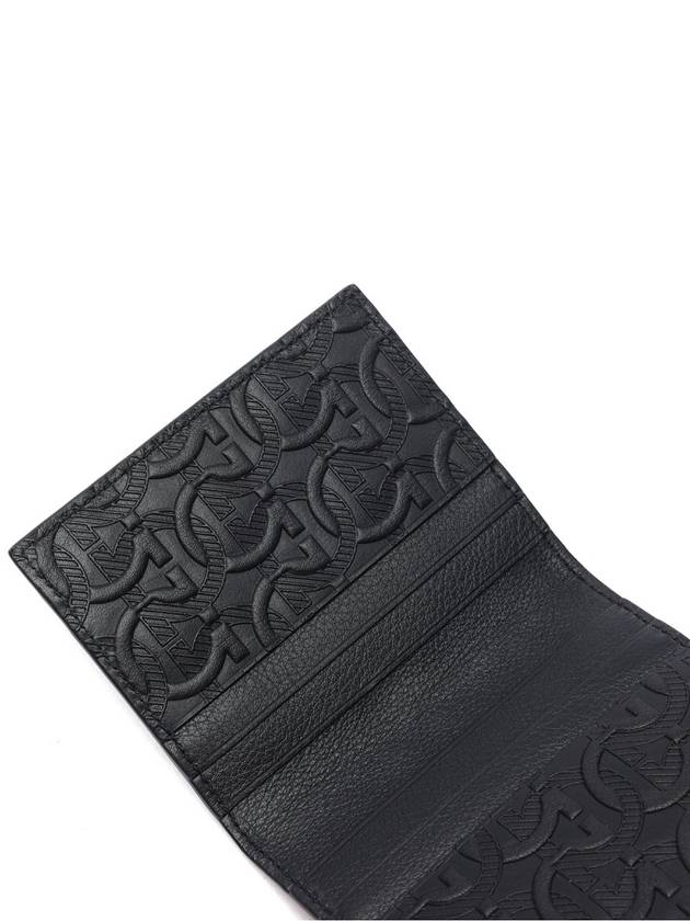 Embossed Logo Flap Gancini Card Wallet Black - SALVATORE FERRAGAMO - BALAAN 7