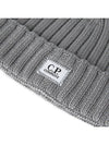 Extra Fine Merino Wool Logo Beanie Grey - CP COMPANY - BALAAN 5