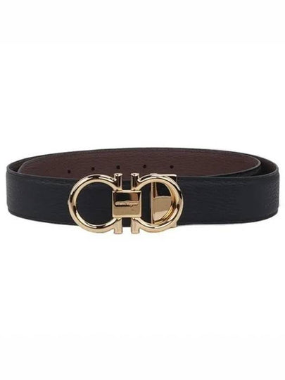 Gancini Reversible Adjustable Calfskin Leather Belt Black Brown - SALVATORE FERRAGAMO - BALAAN 2