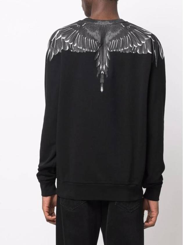 Icon Wing Print Crew Neck Sweatshirt Black White - MARCELO BURLON - BALAAN 4