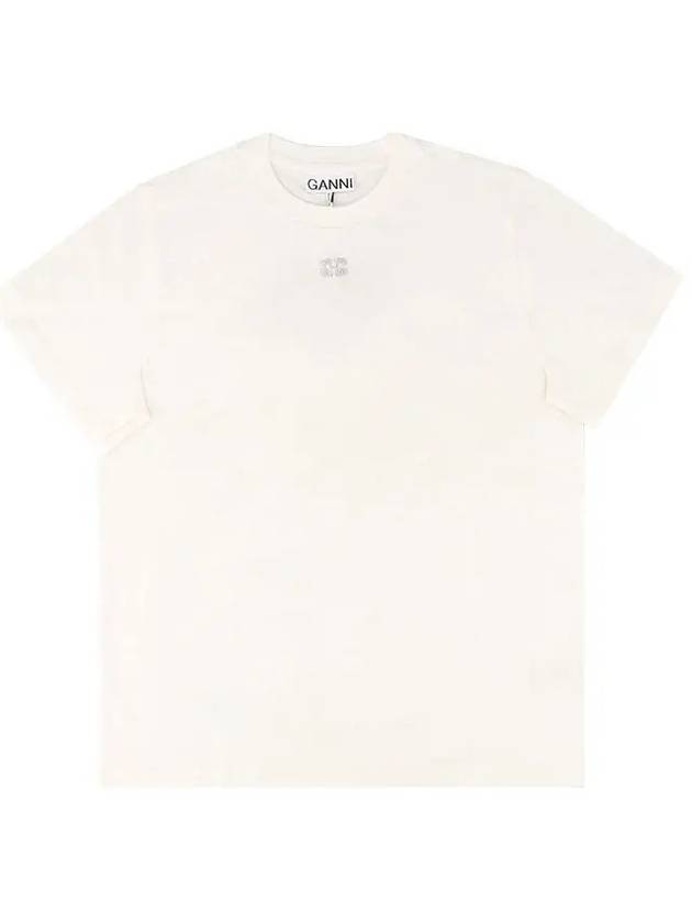 Logo Cotton Short Sleeve T-Shirt White - GANNI - BALAAN 2