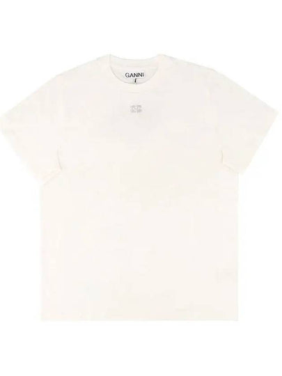 Logo Cotton Short Sleeve T-Shirt White - GANNI - BALAAN 2