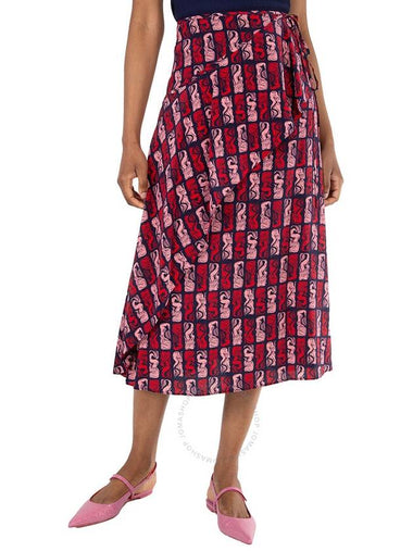 Kenzo Midnight Blue Mermaid Print Wrap Skirt, Brand Size 34 (US Size 2) - KENZO - BALAAN 1